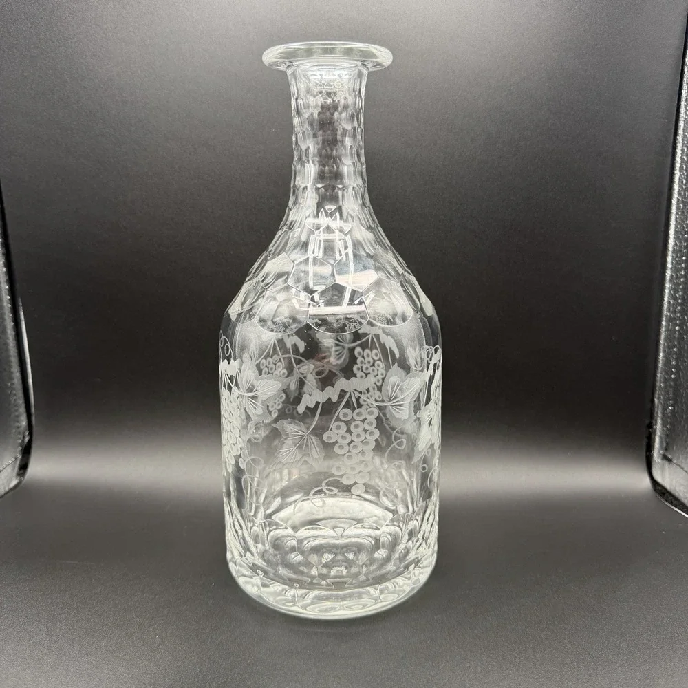 William Yeoward Crystal Decanter Cordelia Pattern ~ Grape vine etching